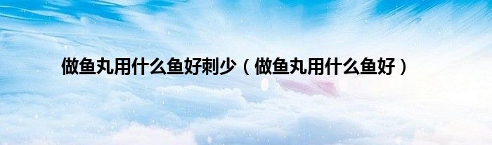 做鱼丸用什么鱼好刺少（做鱼丸用什么鱼好）