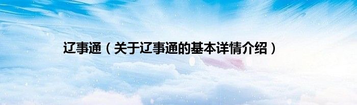 辽事通（关于辽事通的基本详情介绍）