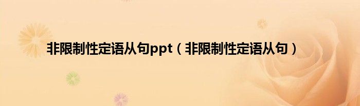 非限制性定语从句ppt（非限制性定语从句）