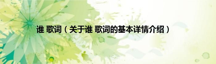 谁 歌词（关于谁 歌词的基本详情介绍）