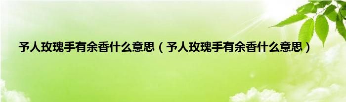 予人玫瑰手有余香什么意思（予人玫瑰手有余香什么意思）