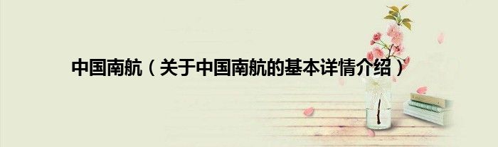 中国南航（关于中国南航的基本详情介绍）
