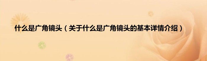 什么是广角镜头（关于什么是广角镜头的基本详情介绍）