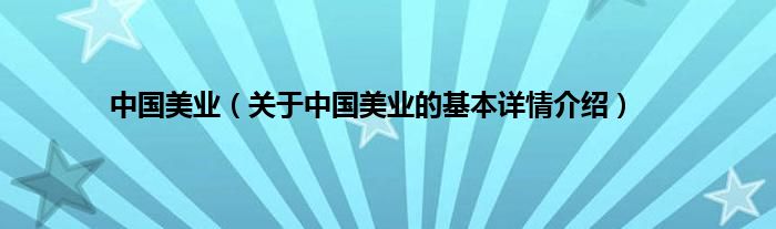 中国美业（关于中国美业的基本详情介绍）
