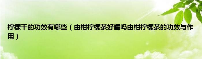 柠檬干的功效有哪些（由柑柠檬茶好喝吗由柑柠檬茶的功效与作用）