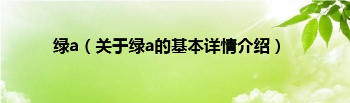 绿a（关于绿a的基本详情介绍）
