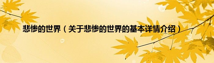 悲惨的世界（关于悲惨的世界的基本详情介绍）