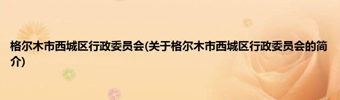 格尔木市西城区行政委员会(关于格尔木市西城区行政委员会的简介)