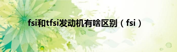 fsi和tfsi发动机有啥区别（fsi）