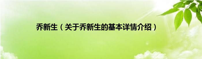 乔新生（关于乔新生的基本详情介绍）