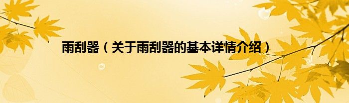 雨刮器（关于雨刮器的基本详情介绍）