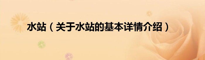 水站（关于水站的基本详情介绍）