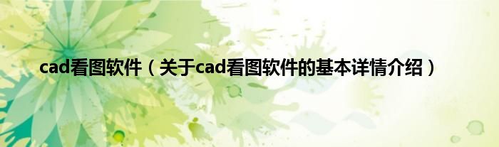 cad看图软件（关于cad看图软件的基本详情介绍）