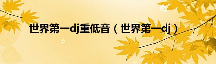 世界第一dj重低音（世界第一dj）