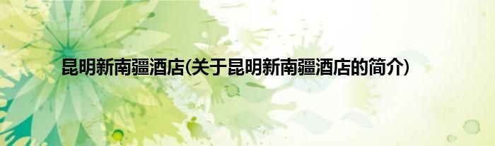 昆明新南疆酒店(关于昆明新南疆酒店的简介)