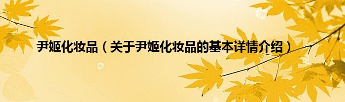尹姬化妆品（关于尹姬化妆品的基本详情介绍）