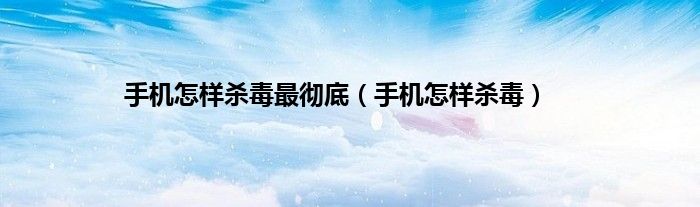 手机怎样杀毒最彻底（手机怎样杀毒）