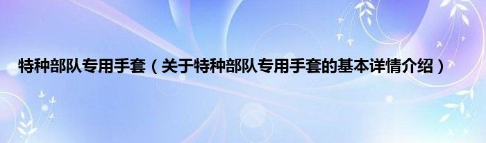特种部队专用手套（关于特种部队专用手套的基本详情介绍）