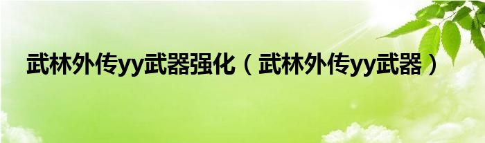 武林外传yy武器强化（武林外传yy武器）