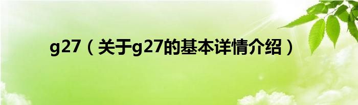 g27（关于g27的基本详情介绍）