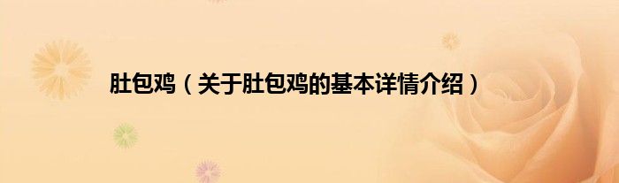 肚包鸡（关于肚包鸡的基本详情介绍）