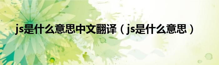 js是什么意思中文翻译（js是什么意思）
