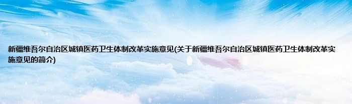 新疆维吾尔自治区城镇医药卫生体制改革实施意见(关于新疆维吾尔自治区城镇医药卫生体制改革实施意见的简介)