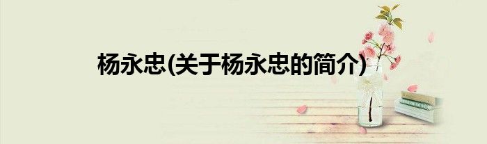 杨永忠(关于杨永忠的简介)