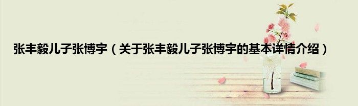 张丰毅儿子张博宇（关于张丰毅儿子张博宇的基本详情介绍）