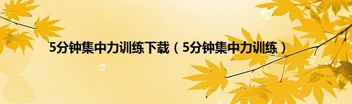 5分钟集中力训练下载（5分钟集中力训练）