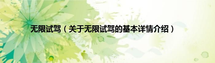 无限试驾（关于无限试驾的基本详情介绍）